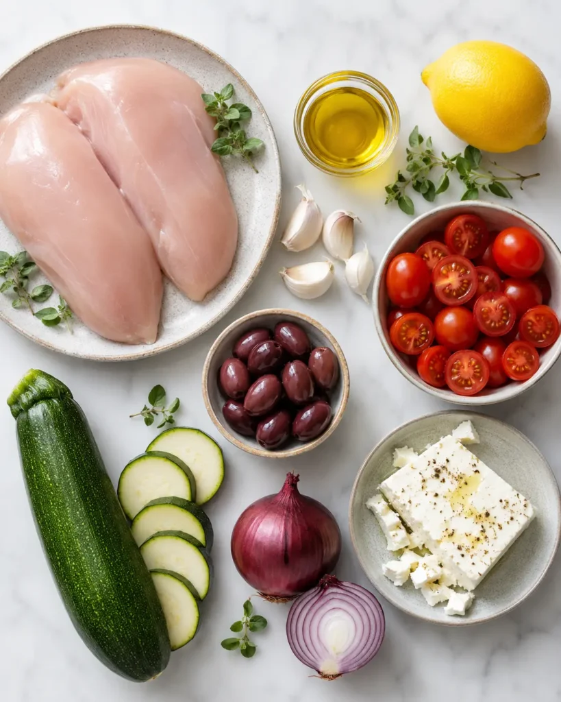 ingredients for Mediterranean chicken recipe