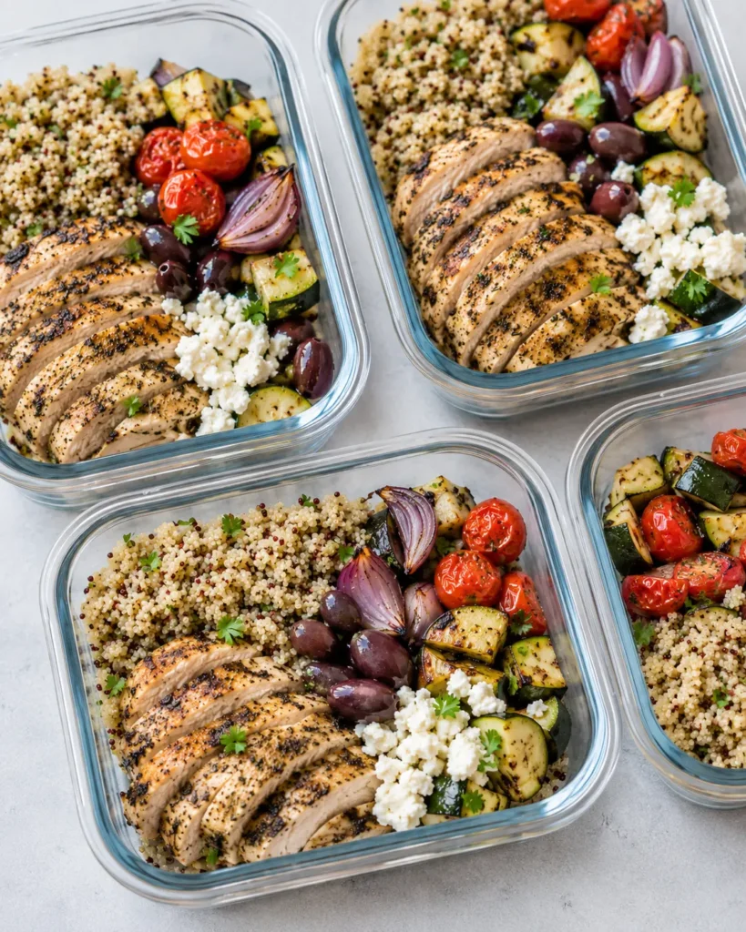 Mediterranean chicken meal prep containers