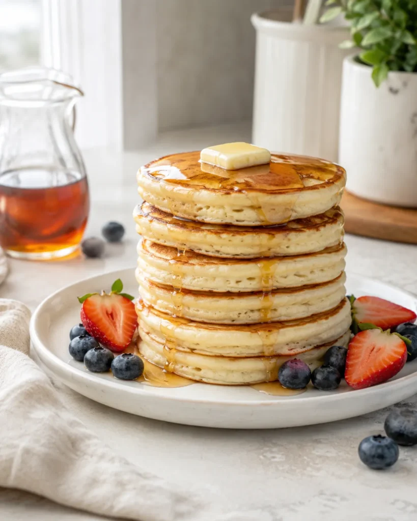 Ingredient lineup for fluffy Greek yogurt pancakes