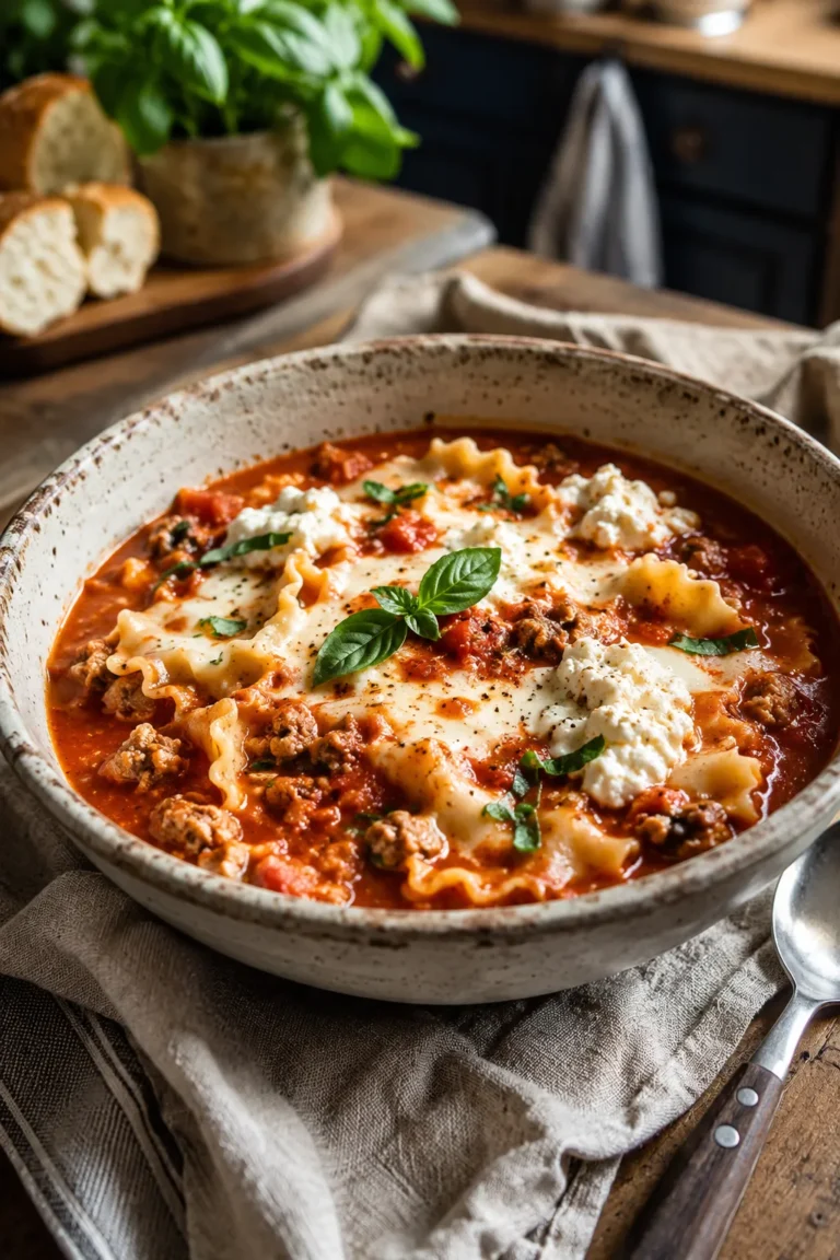 Easy cottage cheese lasagna with turkey sauce and melted mozzarella